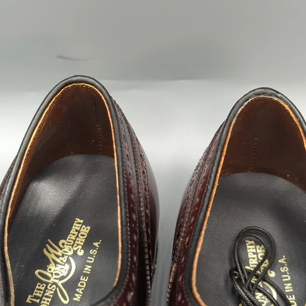 NIB Johnston & Murphy Made in USA Burgundy Wingtip Dress Shoes 10.5 C Vintage